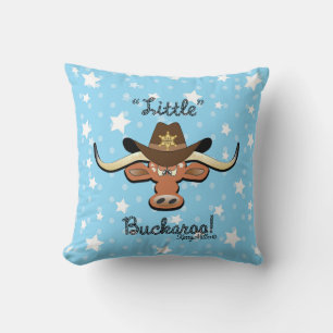 Little Boy's Longhorn Steer Throw Pillow