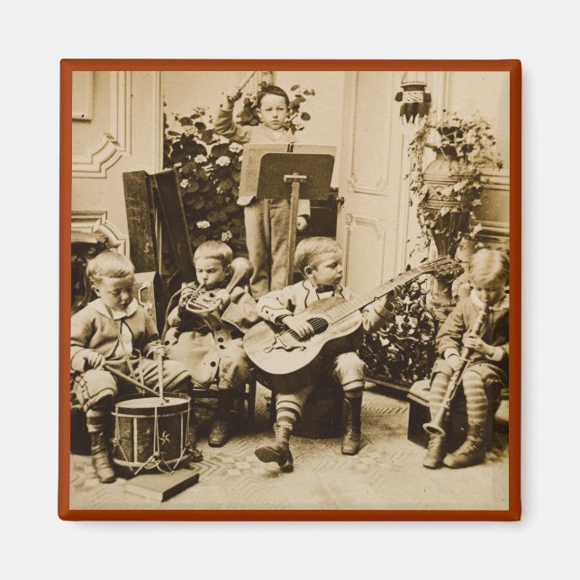 Little Boys Orchestra - Vintage Stereoview Magnet (Front)