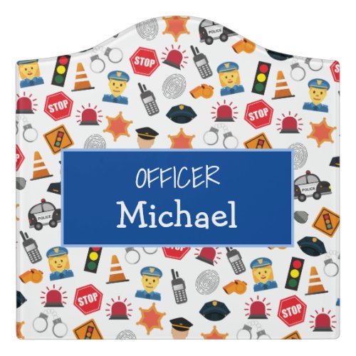  Little Boys Police Officer Pattern Kids Door Sign