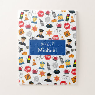 Little Boys Police Officer Pattern Kids Jigsaw Puzzle