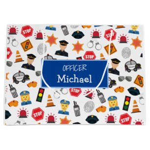 Little Boys Police Officer Pattern Kids Large Gift Bag