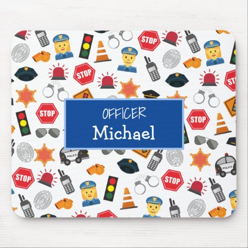 Little Boys Police Officer Pattern Kids Mouse Pad