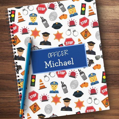 Little Boys Police Officer Pattern Kids School Notebook