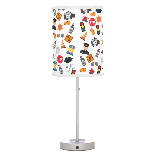 Little Boys Police Officer Pattern Kids Table Lamp (Back)