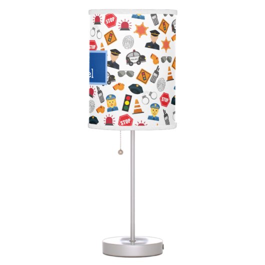 Little Boys Police Officer Pattern Kids Table Lamp (Right)