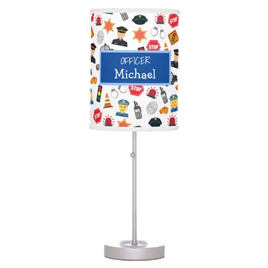 Little Boys Police Officer Pattern Kids Table Lamp (Front)