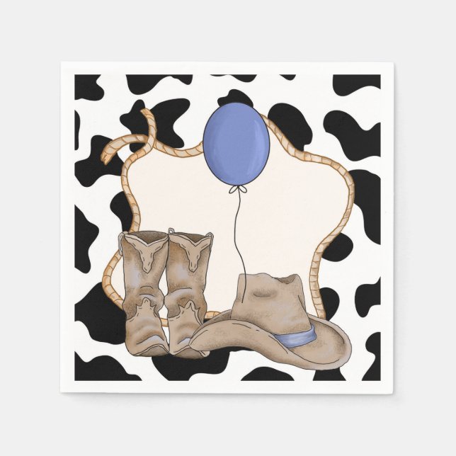 Little Boys Rodeo Themed Birthday Party Napkins (Front)