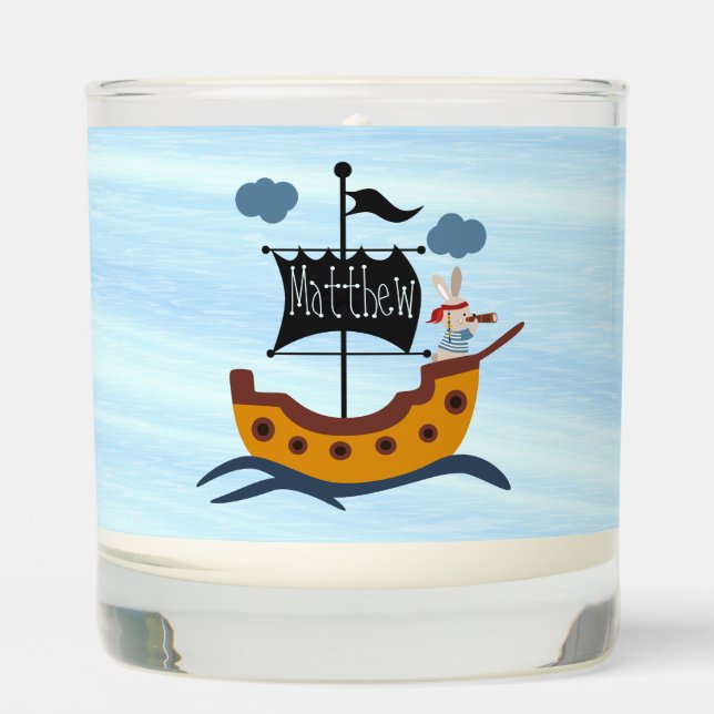Little Boys Scented Candle w Pirate Ship (Front)
