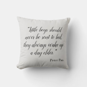 Little boys should never go to bed quote, throw pillow