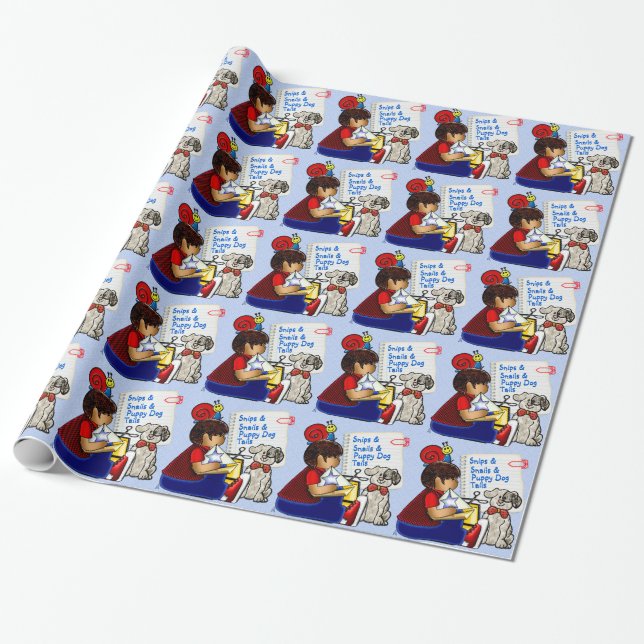 Little Boys, Snails and Puppy Dogs (Personalized) Wrapping Paper (Unrolled)