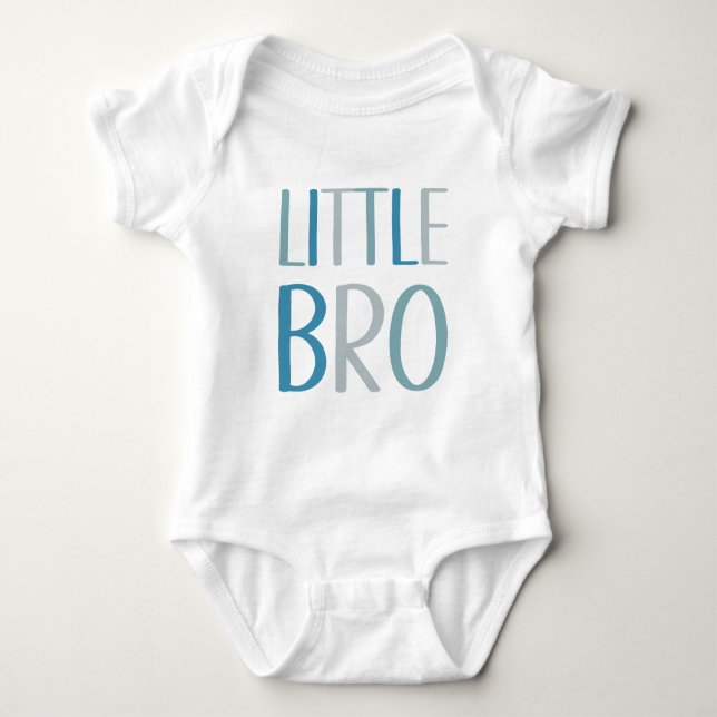 Little Bro Blue & Green Text Brother Sibling Boys Baby Bodysuit (Front)