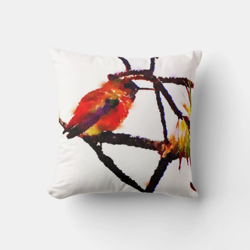 Little Bronze gold green purple hummingbird Throw Pillow