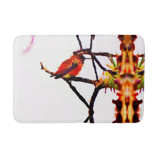 Little Bronze, gold, red and purple hummingbird Bath Mat
