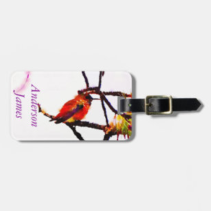 Little Bronze, gold, red and purple hummingbird Luggage Tag