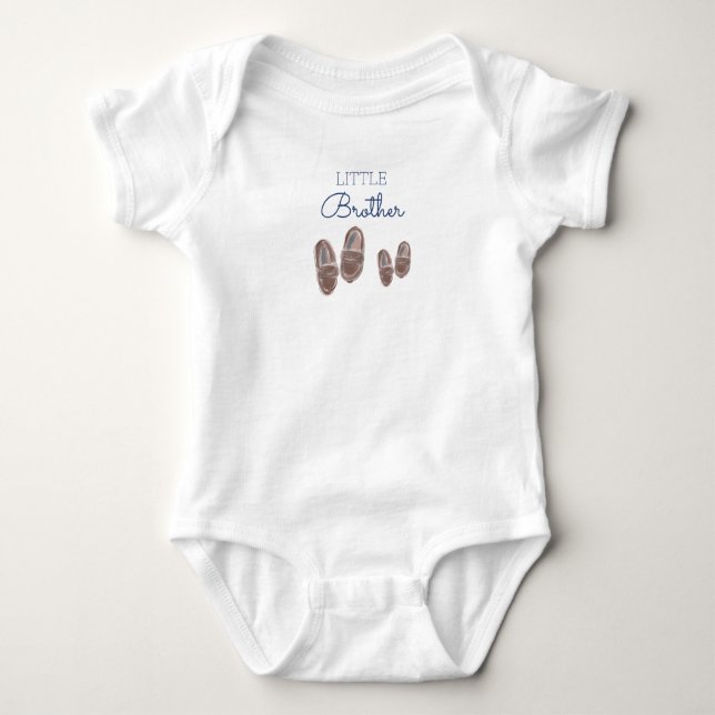 Little Brother Announcement Matching Sibling Shoe Baby Bodysuit (Front)