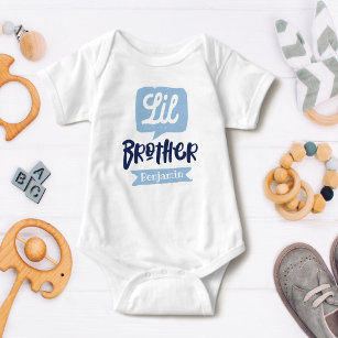 Little Brother Baby Announcement Name & Monogram Baby Bodysuit