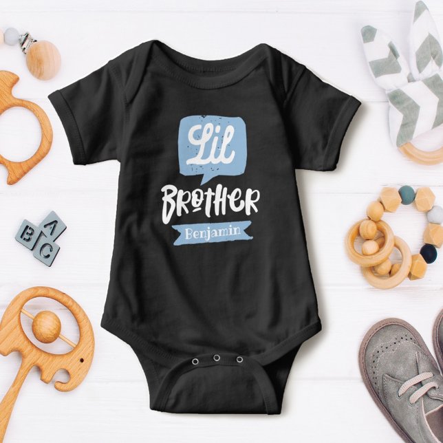 Little Brother Baby Announcement Name & Monogram Bodysuit (Creator Uploaded)