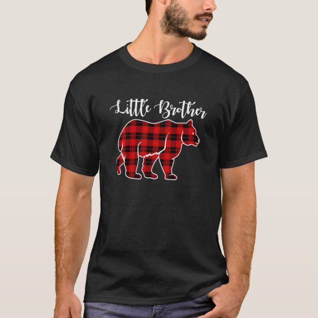 Little Brother Bear Red Plaid Best Matching Family T-Shirt (Front)