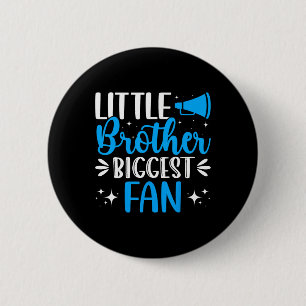 Little Brother Bigest Fan - Funny Cheerleading Che Button