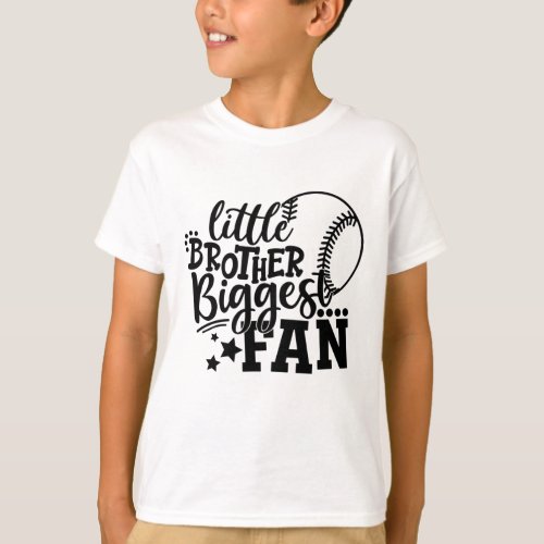 Little Brother Biggest Fan Baseball T_Shirt