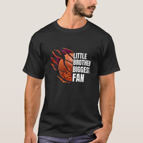 Little Brother Biggest Fan Basketball Brother T_Shirt