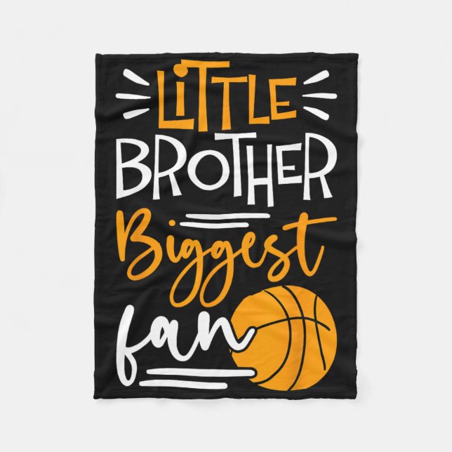 Little Brother Biggest Fan Bysketbyll  Fleece Blanket (Front)