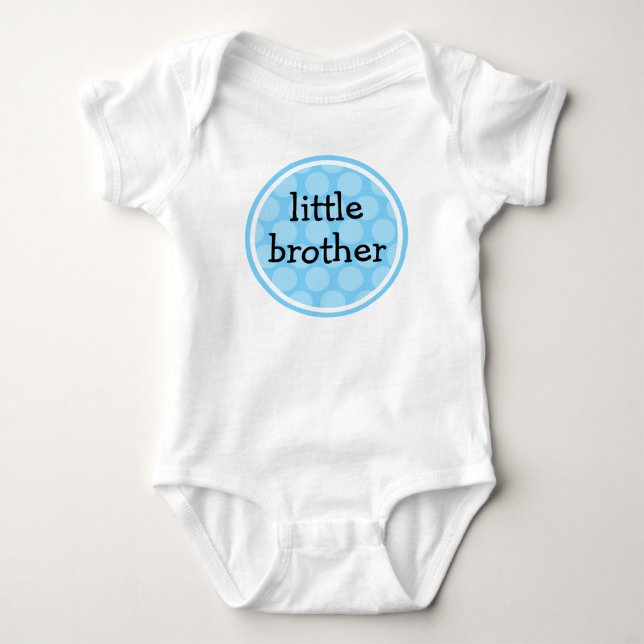 Little Brother Blue Polka Dot Circle Baby Bodysuit (Front)