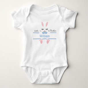 Little Brother Bunny Personalized Blue Baby Bodysuit