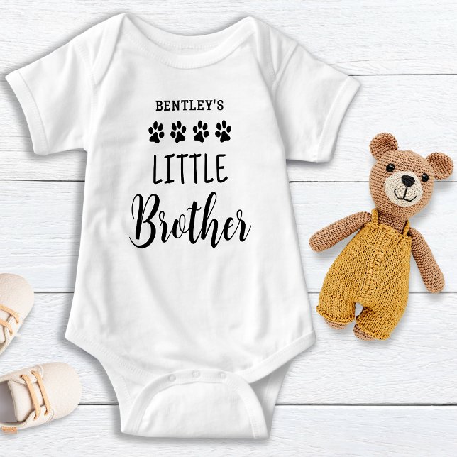 Little Brother Cute Personalized Pet Dog Lover  Baby Bodysuit (Creator Uploaded)