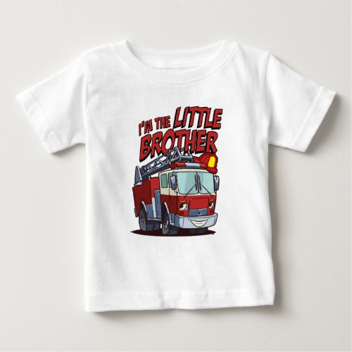 Little Brother Fire Truck Baby T_Shirt