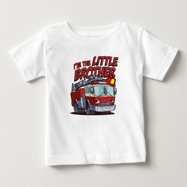 Little Brother Fire Truck Baby T-Shirt (Front)