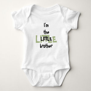 Little Brother Fun Green Black Text Baby Bodysuit