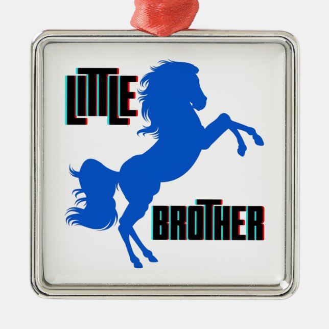 Little Brother Horse Rearing Metal Ornament (Front)