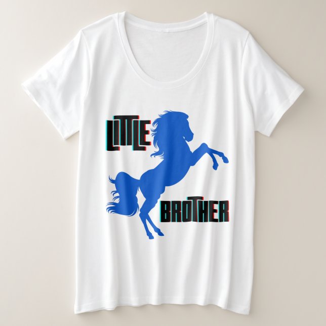 Little Brother Horse Rearing Plus Size T-Shirt (Design Front)
