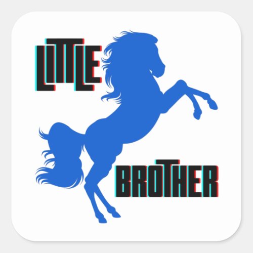 Little Brother Horse Rearing Square Sticker