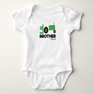 Little brother matching tractor sibling baby bodysuit