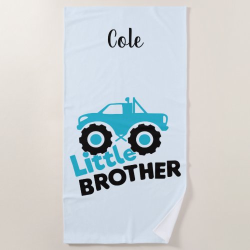 Little Brother Monster Truck Beach Towel