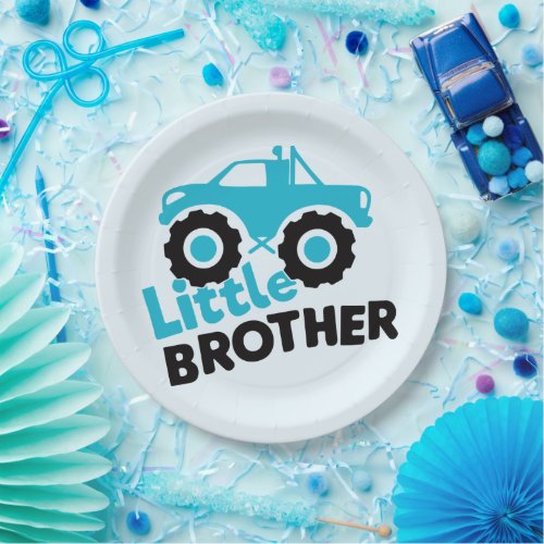 Little Brother Monster Truck Paper Plates