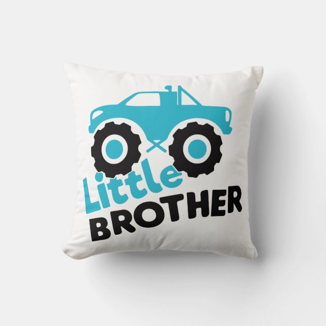 Little Brother Monster Truck Throw Pillow (Front)