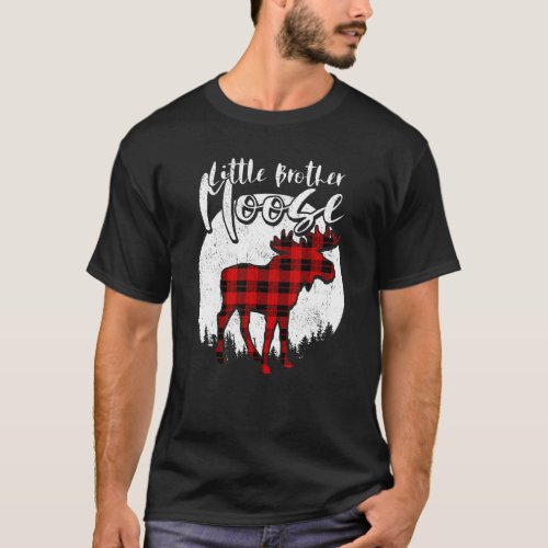 Little Brother Moose Red Plaid Buffalo Matching Fa T_Shirt