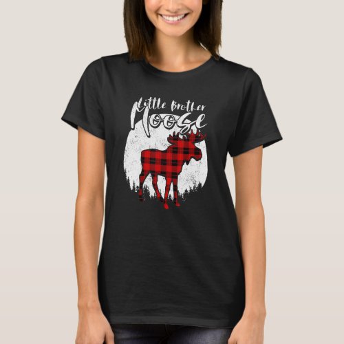 Little Brother Moose Red Plaid Buffalo Matching Fa T_Shirt