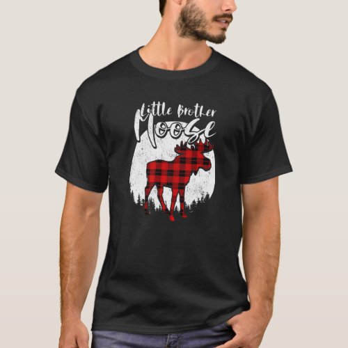 Little Brother Moose Red Plaid Buffalo Matching Fa T_Shirt