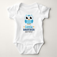 Little brother one-piece with blue owl and name
