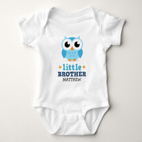 Little brother one_piece with blue owl and name baby bodysuit