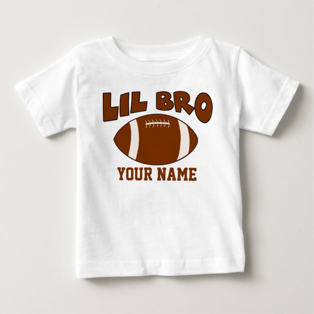 Little Brother Personalized Football Baby T-Shirt (Front)