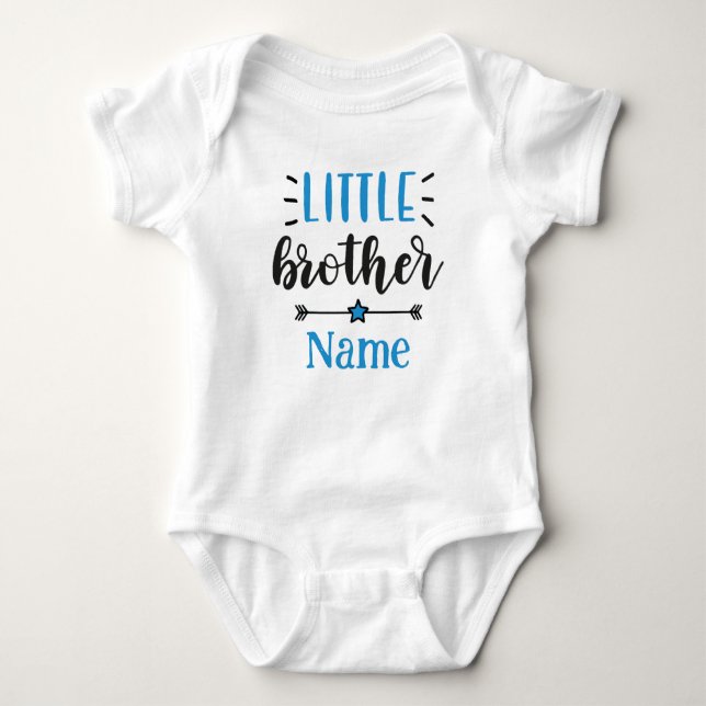 Little Brother Personalized Name Cute Baby Bodysuit (Front)