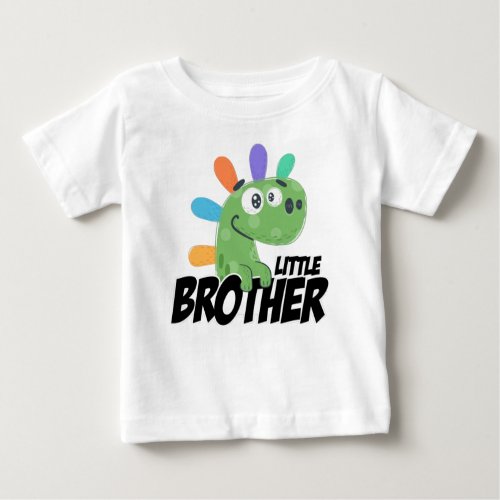 Little Brother Rainbow Dinosaur Baby T_Shirt