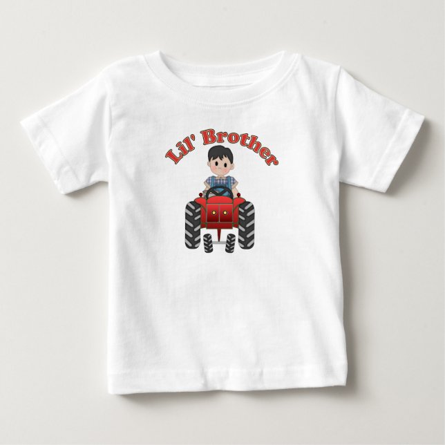 Little Brother Red Tractor Baby T-Shirt (Front)
