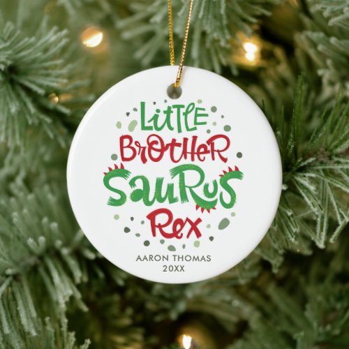 Little Brother Saurus Rex Personalized Dinosaur Ceramic Ornament