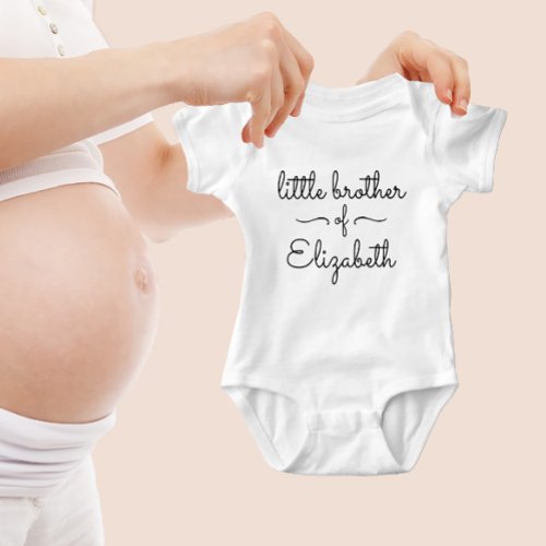 Little Brother Sister Cute Simple Black And White Baby Bodysuit